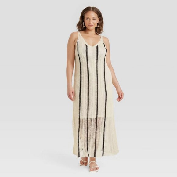 a new day Dresses & Skirts - Women's Open Work Maxi Sundress - A New Day Cream/Black Striped S